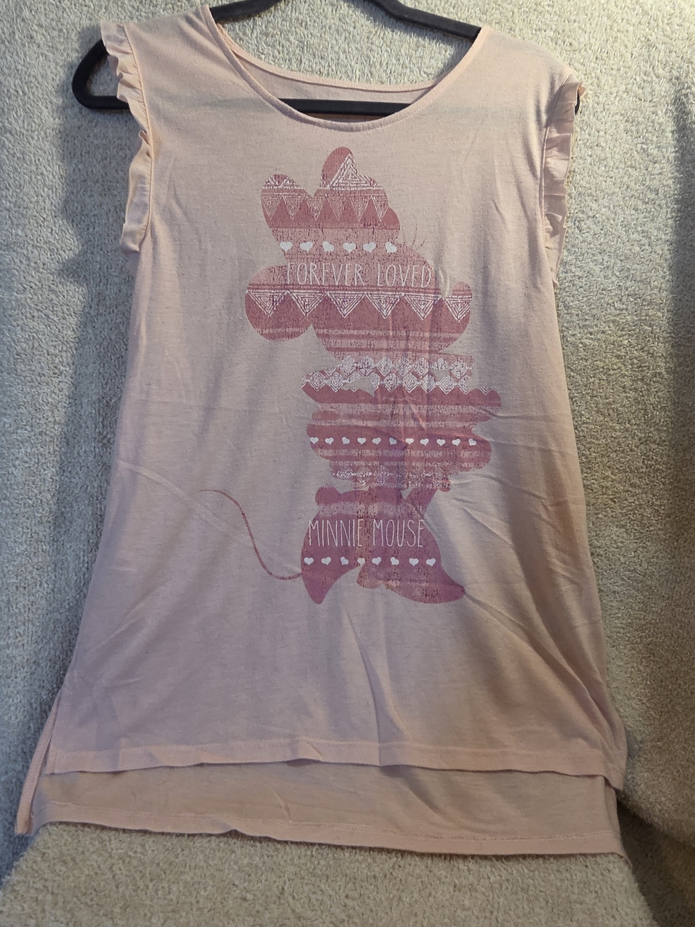 Womens Minnie Mouse Pink Graphic Ruffle Sleeve Top
